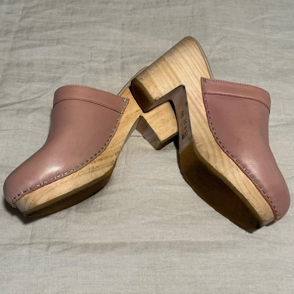Free People Pink Leather Mule Clogs